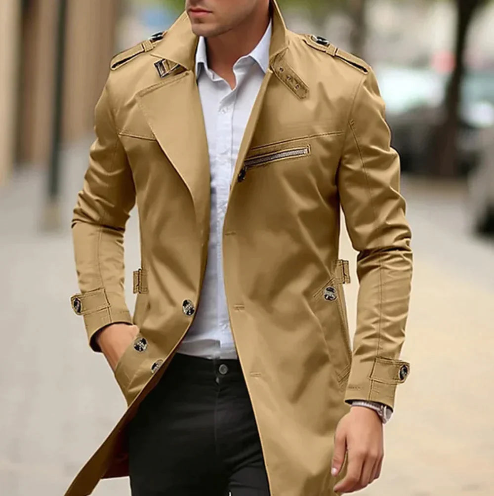 Eleganter gefütterter Trenchcoat für Herren