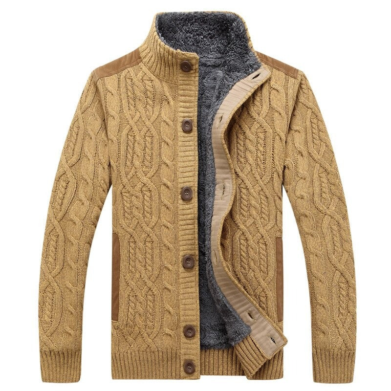 Herren-Strickjacke mit Plüsch-Innenfutter